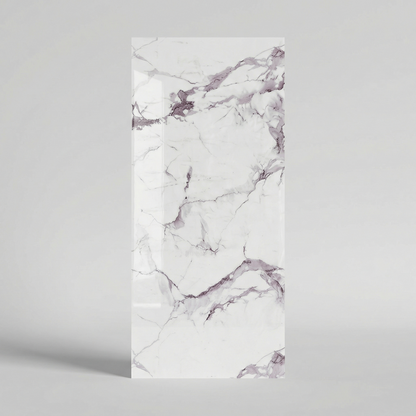 Panneau Mural PVC Effet Marbre Calacatta Light Veines Violettes – 260x120 cm