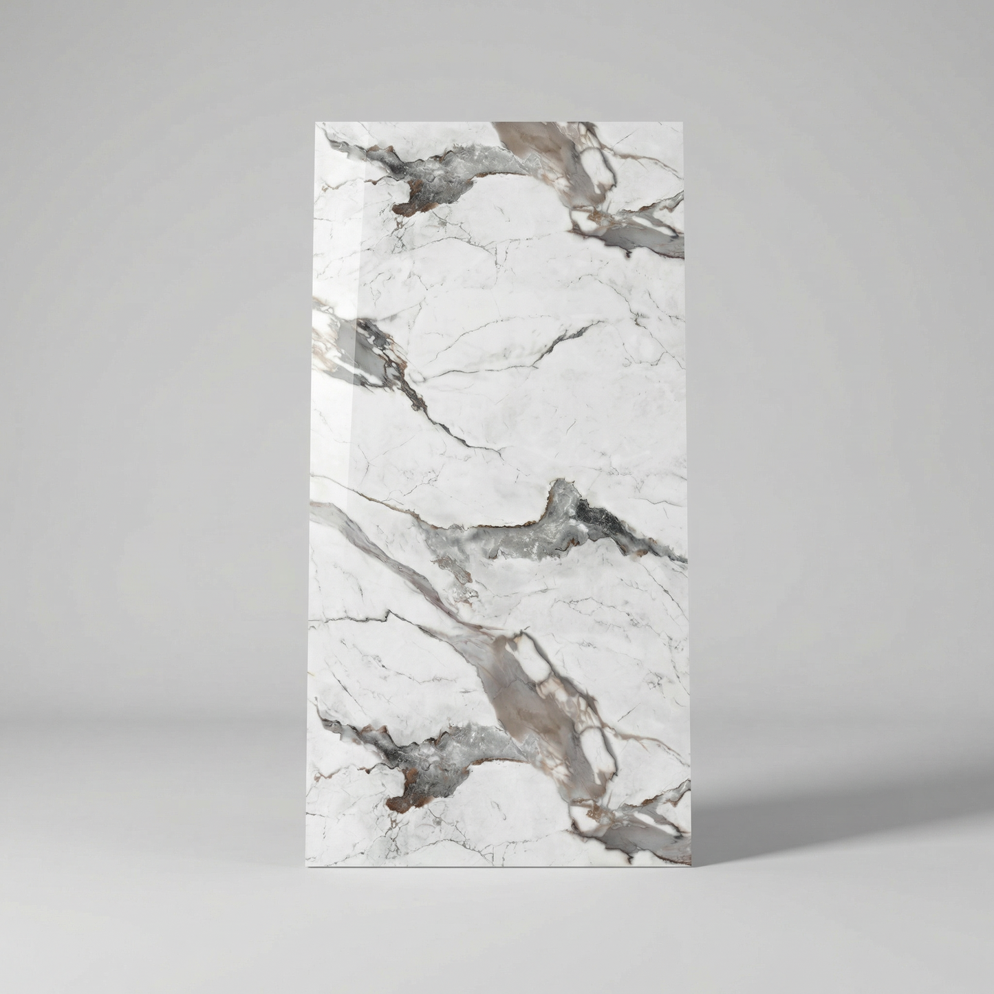 Panneau Mural PVC Effet Marbre Flow Blanc Veines Grises et Taupe – 260x120 cm