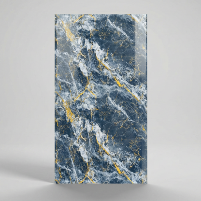 Panneau Mural PVC Effet Marbre Noir Galaxy Veines Dorées – 260x120 cm