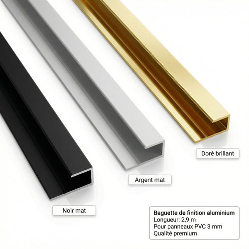 Baguette de Départ/Finition Aluminium – Profil F – 2,9 m – Panneaux PVC 3 mm