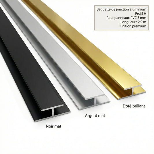 Baguette de Jonction Aluminium Profil H Premium – 2,9 m – Panneaux PVC 3 mm
