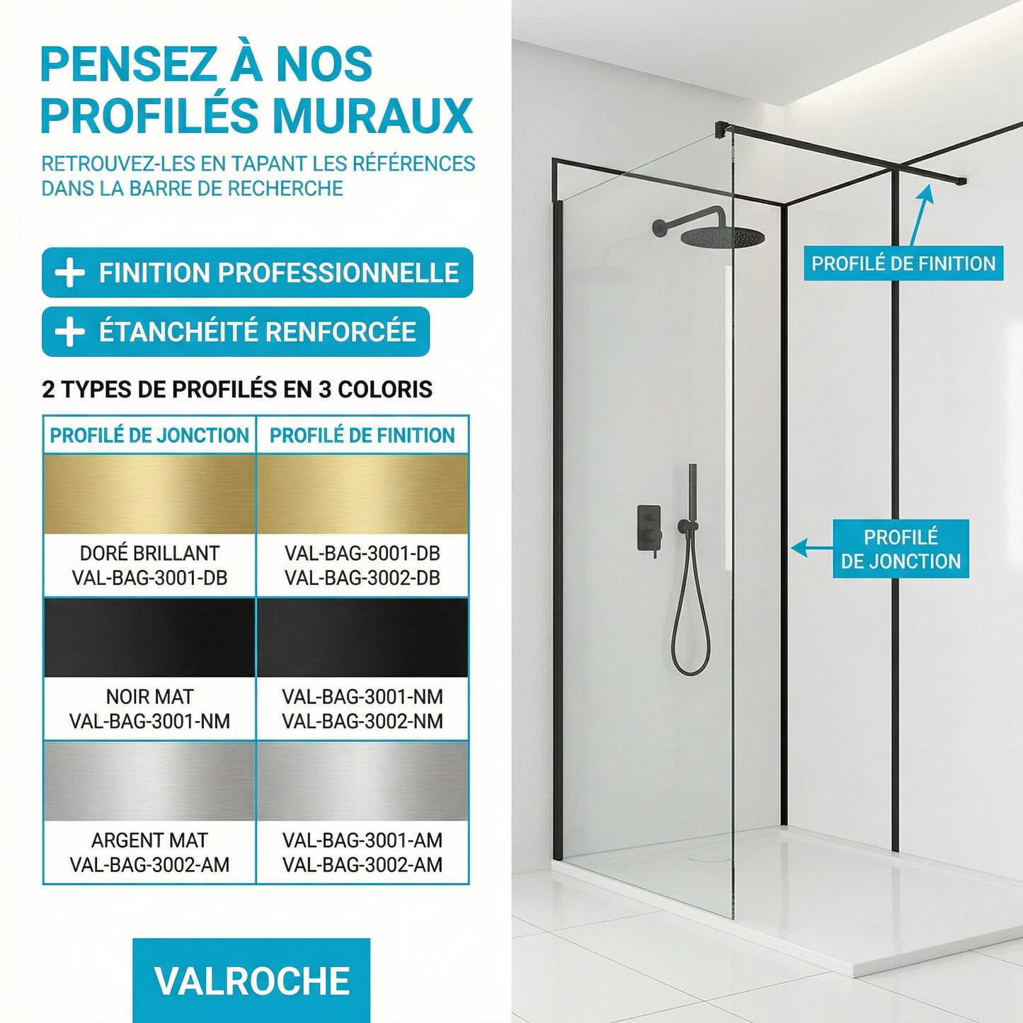 Baguette de Jonction Aluminium Profil H Premium – 2,9 m – Panneaux PVC 3 mm