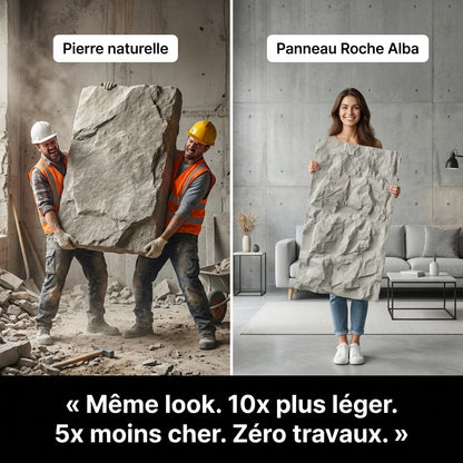 Panneau Mural PVC Effet Pierre Naturelle 3D Roche Alba – 60x120 cm
