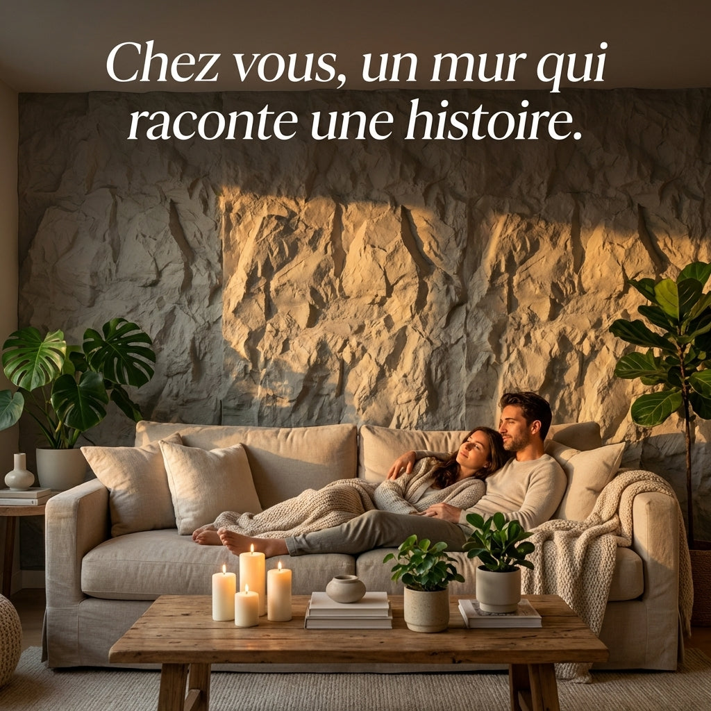 Panneau Mural PVC Effet Pierre Naturelle 3D Roche Alba – 60x120 cm