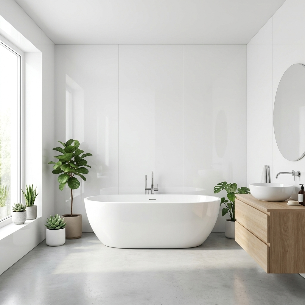 Panneau Mural PVC Effet Blanc Uni – 260x120 cm