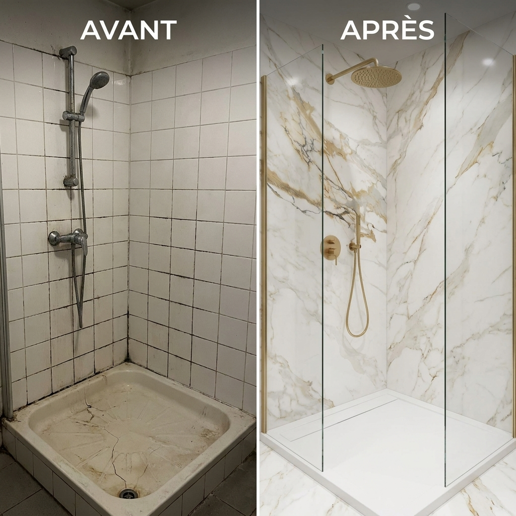 Panneau Mural PVC Effet Marbre Ivoire Doré – 260x120 cm