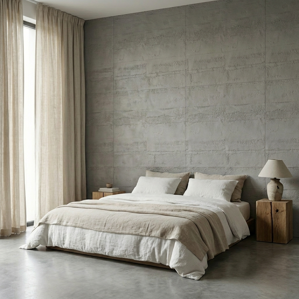 Panneau Mural PVC Effet Béton Brume – 120x60 cm