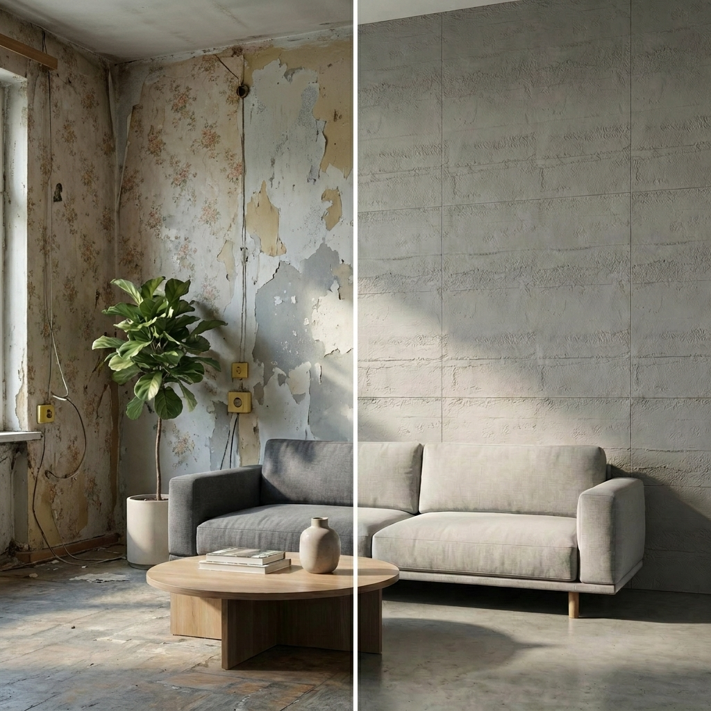 Panneau Mural PVC Effet Béton Brume – 120x60 cm